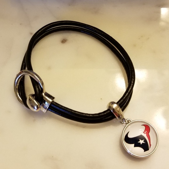 🏈Houston Texans Snap Leather Loop Bracelet - Picture 1 of 2